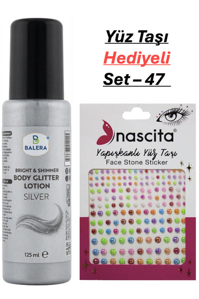 BALERA Body Lotion Silver Glitter 125 ml & Facial Stone Gift-47