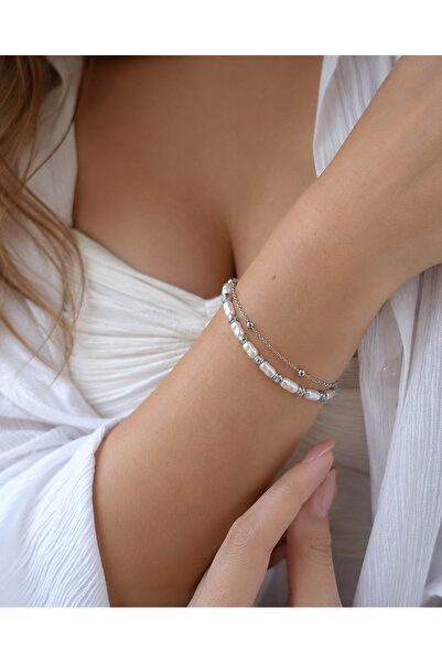 Vinlora Design Double Row Women's Bracelet with Pearl and Dorica Detail – Han...