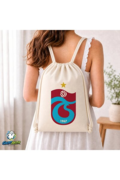 Ghostbastır Design Burgundy Blue Drawstring Linen Bag C048