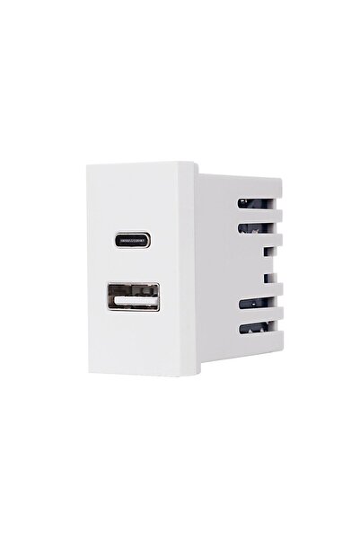 OEM Διπλή πρίζα USB A + USB C Luxion Italian LXI-047W, εντοιχιζόμενη, αρθρωτή...