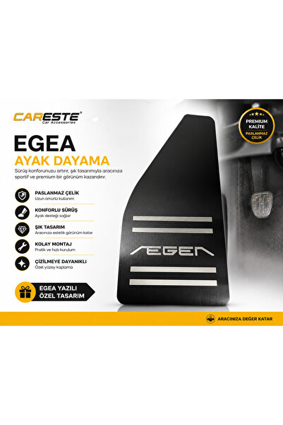 CarEste Fiat Egea Krom Ayak Dayama Egea Yazılı Paslanmaz Çelik Ayak Desteği