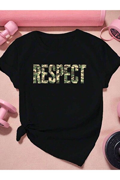 26LIK T-Shirt, Loose Fit, Flat Print Camouflage RESPECT Oversized Women's T-S...