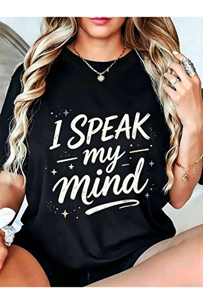 29CUN تي شيرت نسائي كاجوال بتصميم جرافيك عليه عبارة I Speak My Mind، تصميم صي...