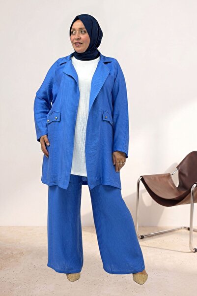 Eslina 67065 Pantaloni mărime mare - Combinație jachetă și costum dublu din T...