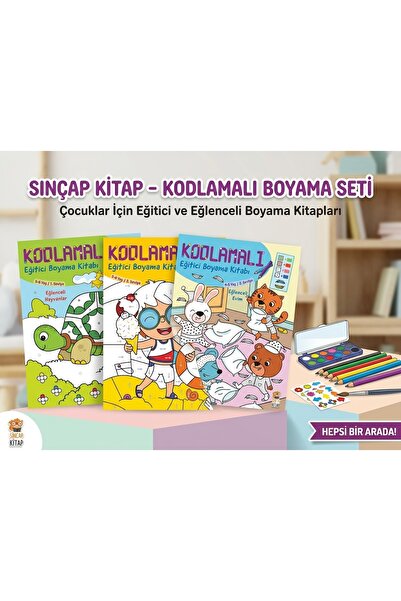 KİTAPİSEM Kodlamalı Eğitici Boyama Kitabı Seti - 3 Kitap Bir Arada - 4-6 Yaş ...