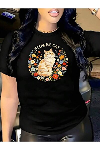 21JNRY Cute Floral Graphic Women's T-Shirt Flower Design Summer Casual Wear G...