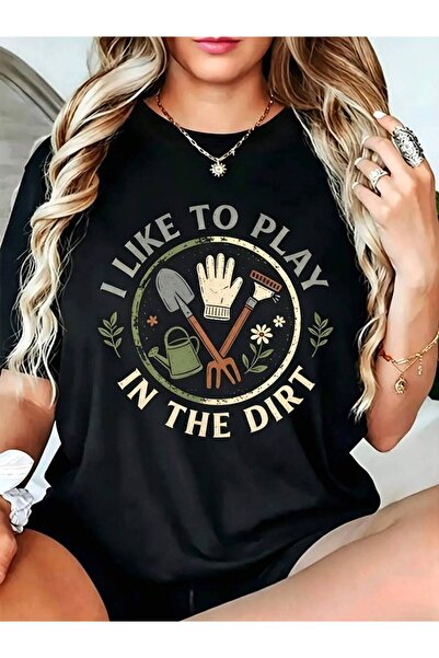 NOURAM تي شيرت نسائي كاجوال برسومات مطبوعة بتصميم I Like To Play In The Dirt ...