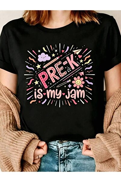 kai22 Women Is My Jam First Day Of Pre-K Rainbow Teacher T-Shirt