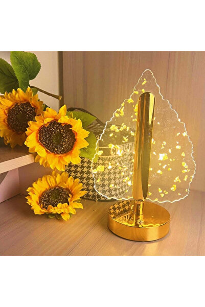 Generic Veioză modernă frunză, LED cu 3 moduri lumină, acumulator reîncărcabi...