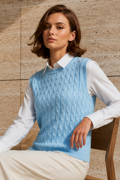 benguen Patterned Knitwear Sweater N3350 Baby Blue
