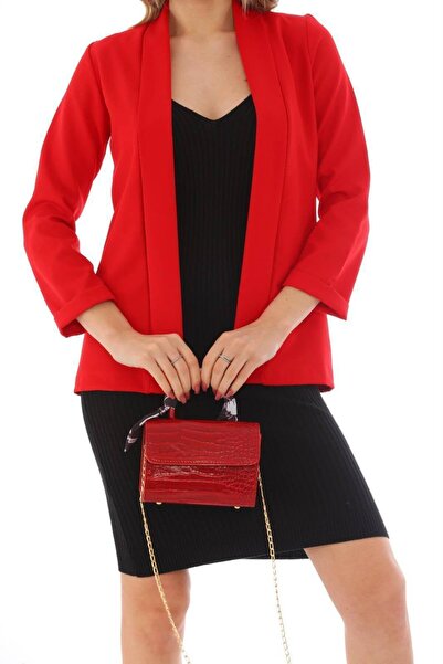 TrendButikBurada Shawl Collar Curled Sleeve Casual and Office Stylish Jacket