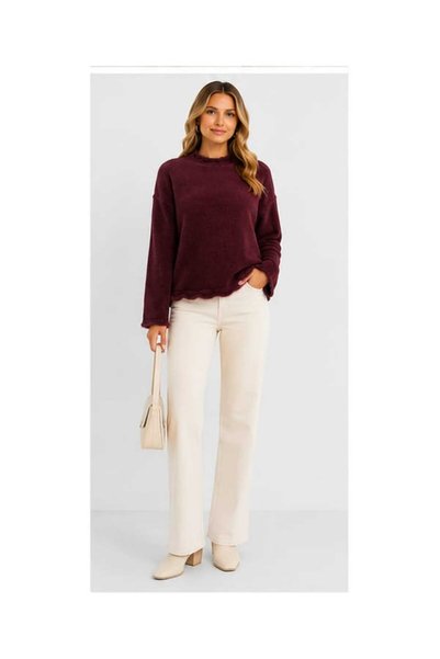 ZEYN STORE Women's Soft Textured Fuzzy Knitwear Sweater Half Turtleneck Long Sleeve Loose Model