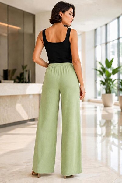 Echo&Ember Women's Linen Blend High-Waisted (Wide-Leg) Palazzo Trousers