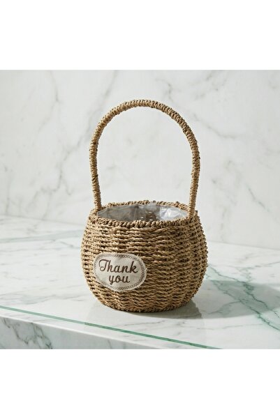 Generic Brand Natural hemp basket for floral arrangements, decorative braided...