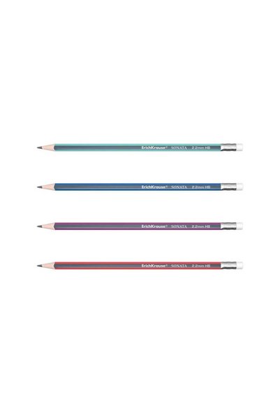 Erich Krause Set 5 buc creion HB Sonata din lemn, cu radieră, 45617