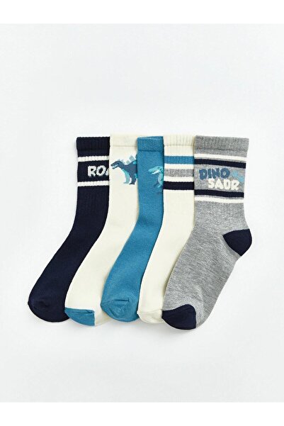 LC Waikiki Mixed Dinosaur Patterned Boys' Socks 5-Pack (W6)