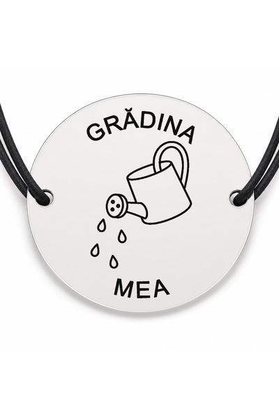 Simoshop Brățară argint 925 cu bănuț gravat stropitoare cu picaturi, șnur neg...