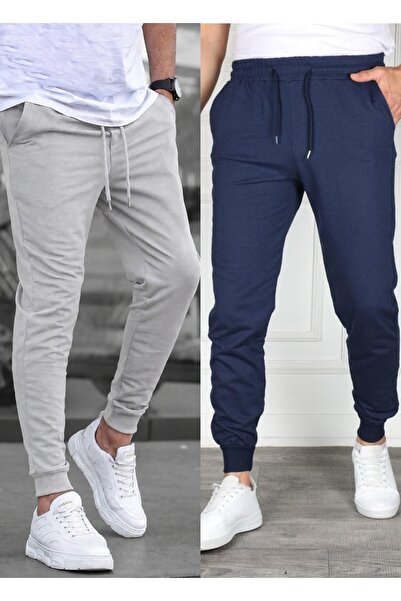 TORUK MAKTO Set of 2 Unisex Ribbed Leg Sweatpants Jogger Comfortable Fit Dail...