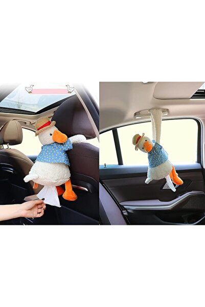 GENERAL Car Tissue Box Holder in the Shape of Cute Stuffed Duck Doll, Cute Ti...