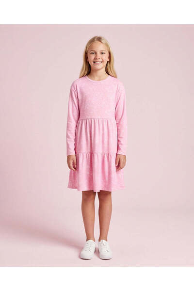 REDTAG Senior Girls Pink Printed Knitted Dress