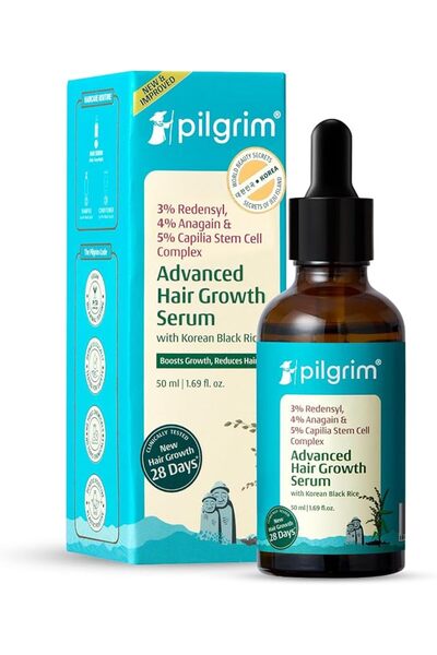 Pilgrim ريدينسيل 3٪ + أنيجين 4٪ سيروم متقدم لنمو الشعر لفروة الرأس (50 مل) بم...