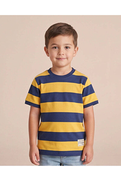 REDTAG Boys Yellow Crew Neck T-Shirt