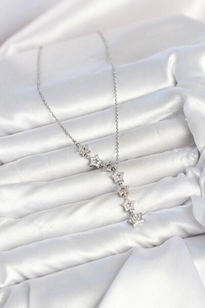 Generic Brand 316L Steel Star Model Silver Color Zircon Stone Women's Necklace