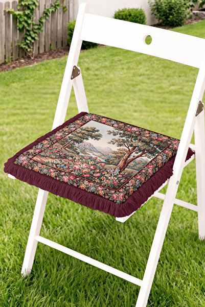 Realhomes Floral Border Landscape Tapestry Patterned Fringed Zippered Chair C...