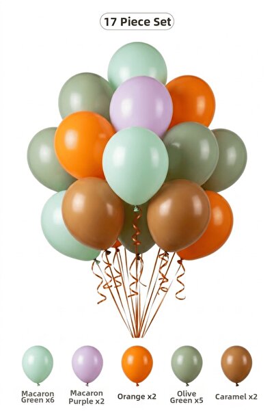 BALOMİS Flamingo Themed Balloon Set Macaron Green Mildew Green 17 Pieces Girl...