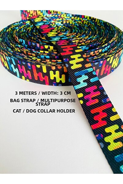 seyranat 3 Meters, Width 3 Cm, Colorful Stripes Patterned Decorative Strip, B...