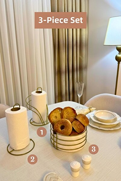Edora Home مجموعة من 3 قطع من حامل المناديل الورقية باللون الذهبي غير اللامع،...