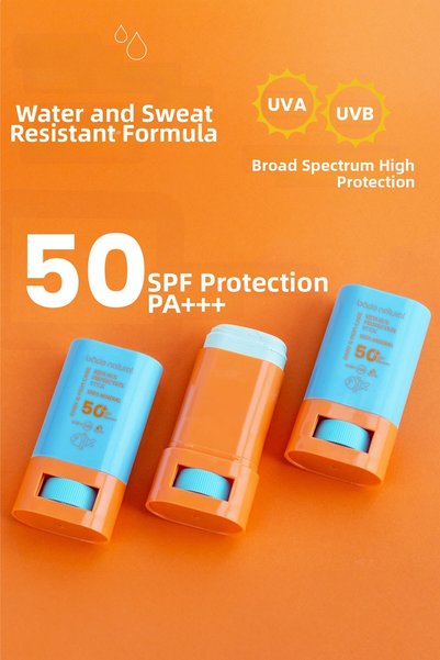 Bade Natural 50 Spf Tone Equalizing Pink Sunscreen Stick 16g & 50 Spf Children's Sunscreen Stick 16g