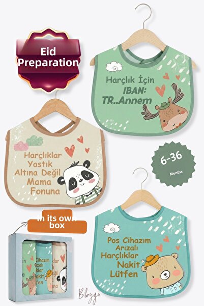 Bibygo Bayram Kombini Set of 3 Microfiber Baby Bibs Liquid-Proof 6-36 Months ...