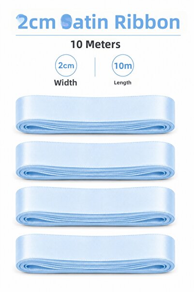 Organizasyon Pazarı Baby Blue Satin Ribbon 2cm 10 Meters Bobo Balloon Ornamen...