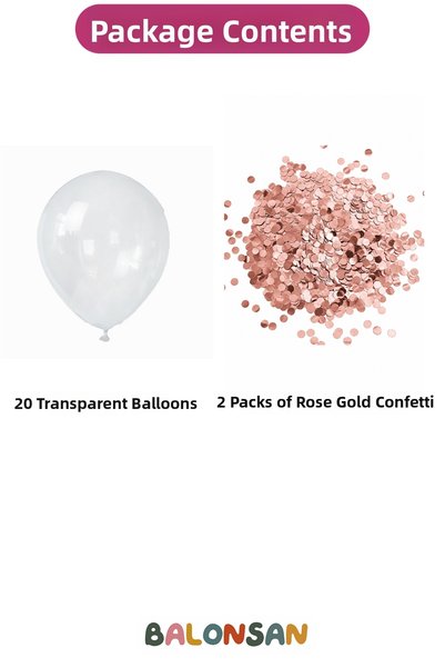 Balonsan حزمة بالونات شفافة مزينة بالترتر باللون الذهبي الوردي 20 قطعة
