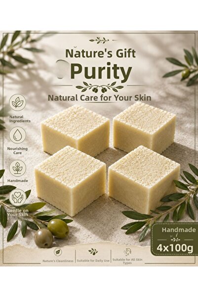 Beta Moda Hub Natural Handmade Olive Oil Solid Soap 4 X 100 Gr