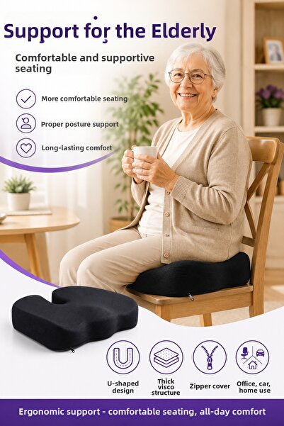 EpiRelax Visco Sitting Cushion Ergonomic Chair Seat Support Pad for Elderly