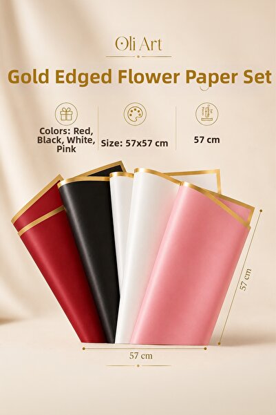 OLİ Art Flower Bouquet Paper 4 Pieces/4 Colors Floral Arrangement Paper with ...