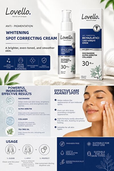 LOVELLO كريم تبييض وو المضاد للبقع SPF30+ 100 مل