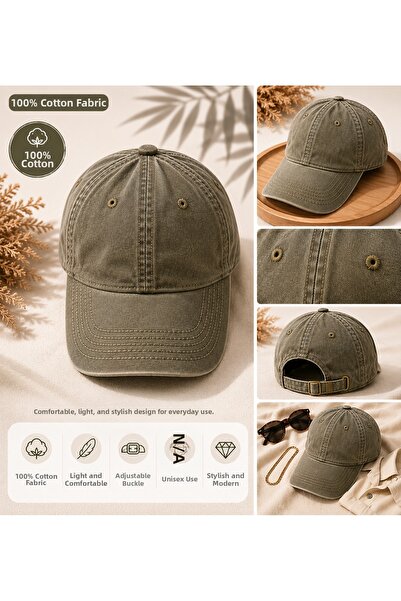 Selince Hayaller Stone Washed Unisex Denim Sport Beige Hat