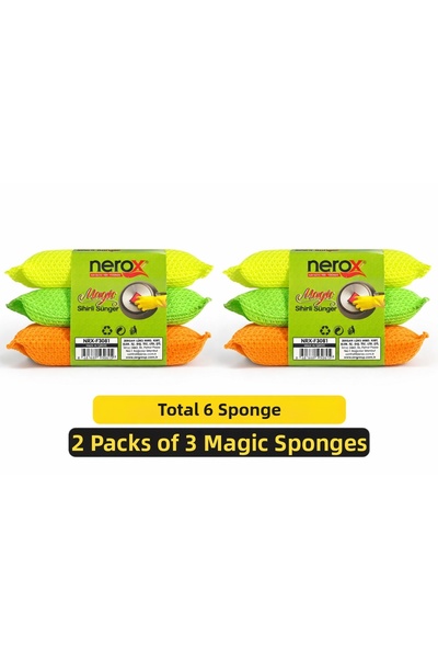 Generic Brand إسفنجة نيروكس ماجيك السحرية، 2 عبوة تحتوي على 3 قطع، إجمالي 6 ق...