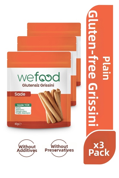 Wefood جريسيني سادة خالي من الغلوتين 40 جم 3 عبوات