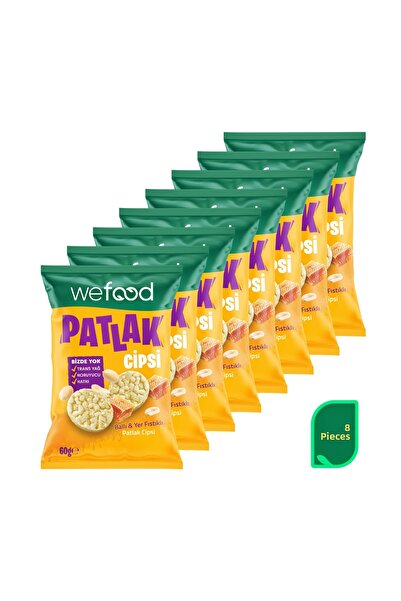 Wefood رقائق البطاطس بالعسل والفول السوداني 60 جرام، عبوة من 8 قطع