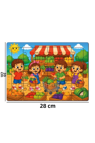 minİQ toys A Day in the Market Wooden Puzzle (24 Pieces)