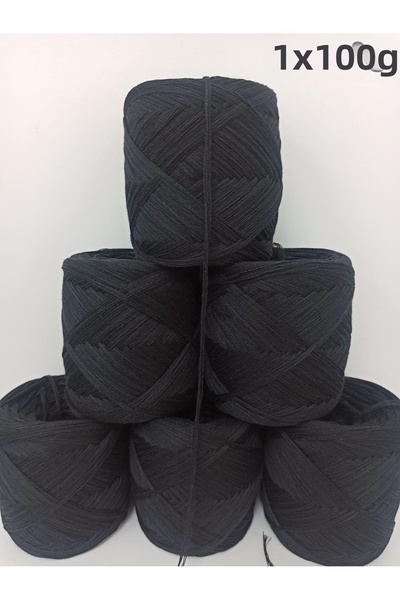 İPEK YÜN İPLİK DÜNYASI Fir de tricotat din bumbac organic Viscon (Negru) 100gr