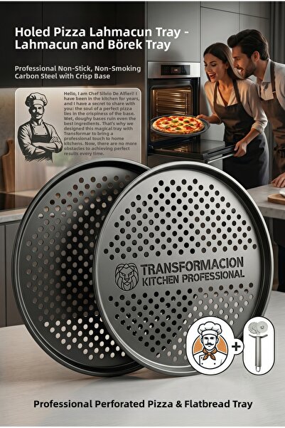 Transformacion Professional Perforated Pizza Tray 32 cm - Fireproof Non-Stick...