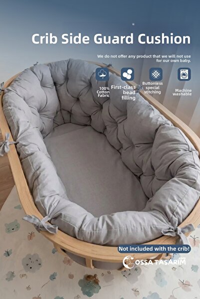 yasetex tasarım 100% Cotton Fabric Basket Edge Protection Cushion for Crib