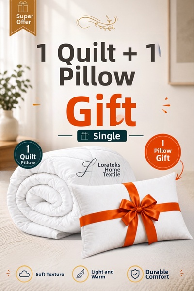 Lorateks Jazzy |   Single Quilt |   1 Quilt + 1 Pillow as a Gift |   Ultra So...