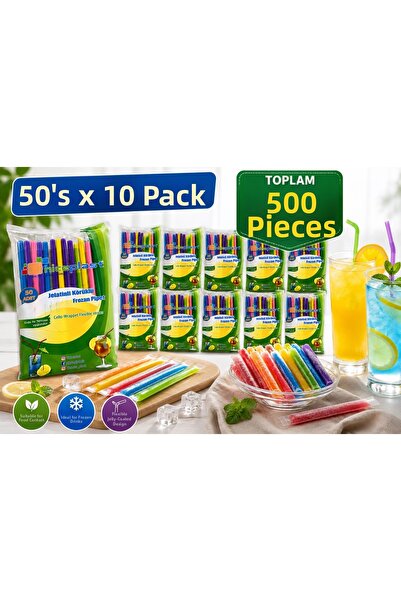 Mçb Group Gelatin Bellows Frozen Colored Straws 500 Pieces Individually Packa...