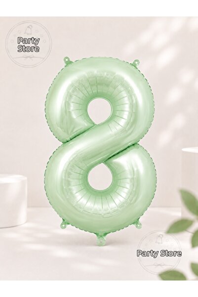 Parti Dükkanı 8 Number Foil Balloons 34 Inch 76 cm Retro Green |   Helium Com...